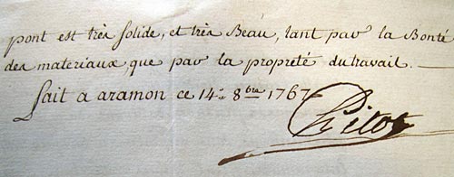 Fin du rapport de réception rédigé par Pitot en 1767