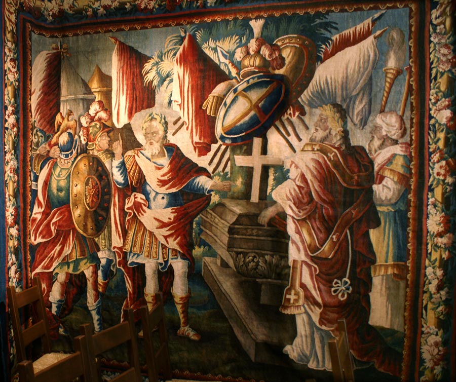 Tapisserie du château de Vallon-Pont-d'Arc : L'enterrement du chevalier Dudon de Comps