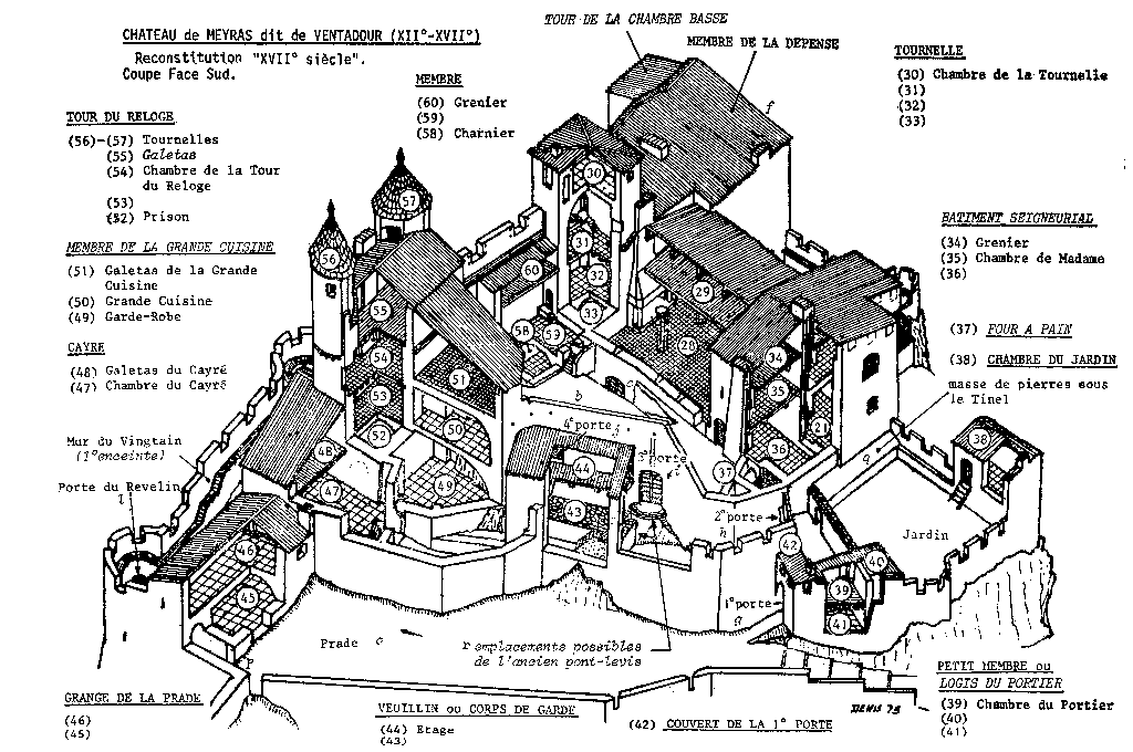 Reconstitution du château dans l'état qu'il devait présenter au XVIIe siècle