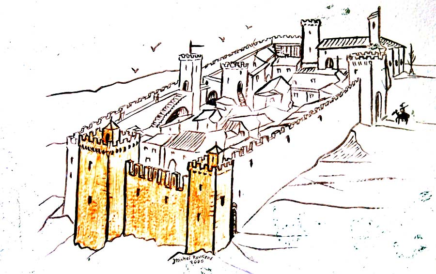Vinezac : dessin, reconstitution du village médiéval